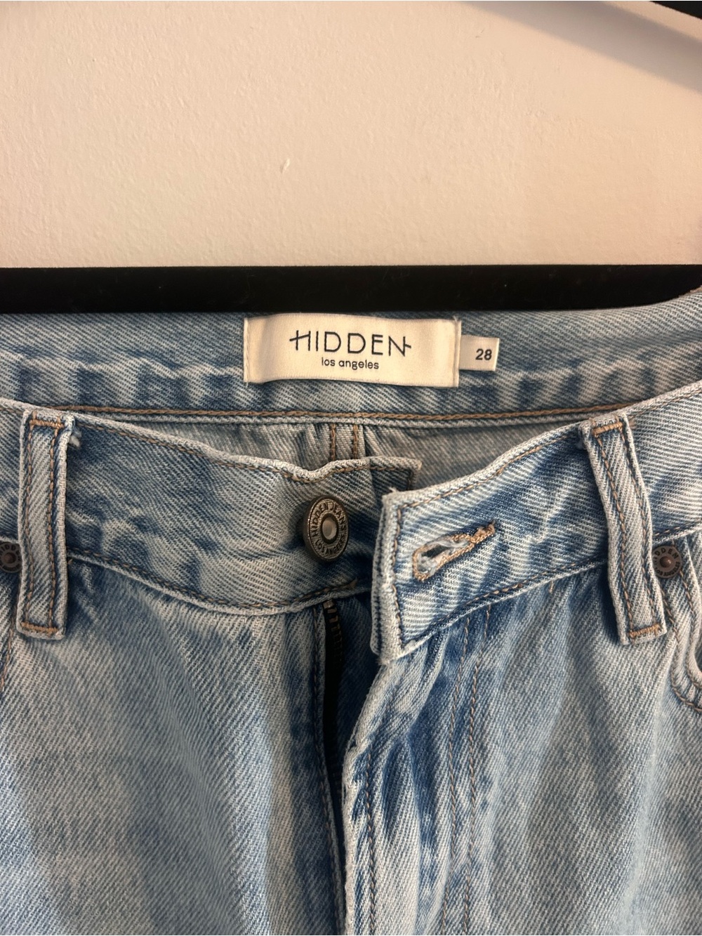 Light Wash Wide Leg Distressed Jeans - Light Blue - Picture 8 of 13